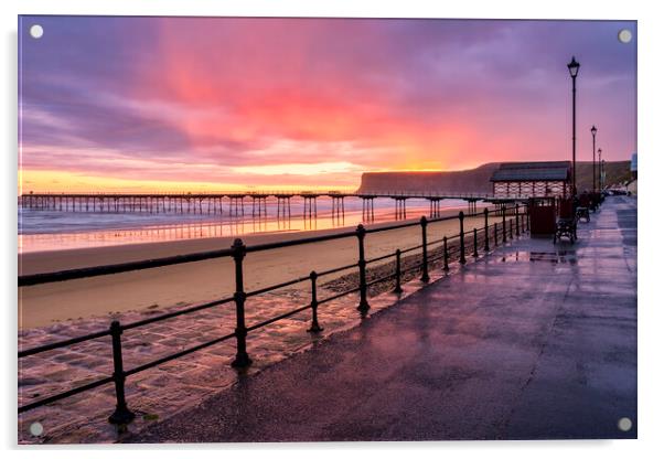 Saltburn Sunrise North Yorkshire Coast Acrylic by Tim Hill
