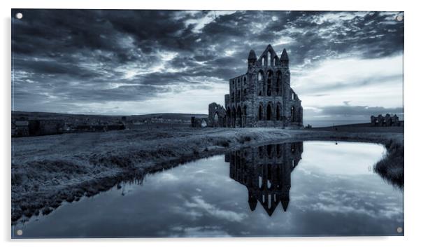 Whitby Abbey Monochrome Acrylic by Tim Hill