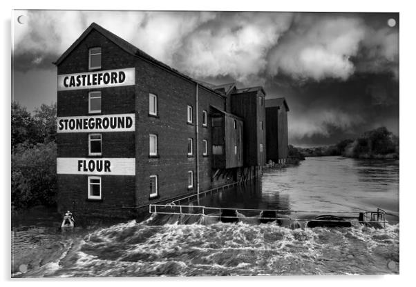 Castleford Flour Mill ~ Storm Babet 2023 Acrylic by Tim Hill
