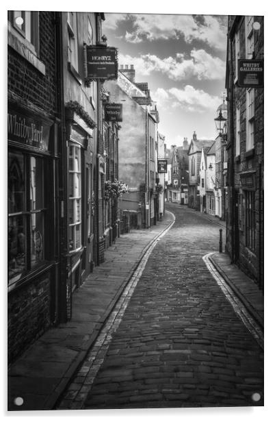 Whitby Shambles Black and White Acrylic by Tim Hill