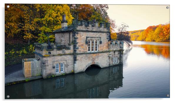 Newmillerdam Boathouse: Autumn Colours Acrylic by Tim Hill