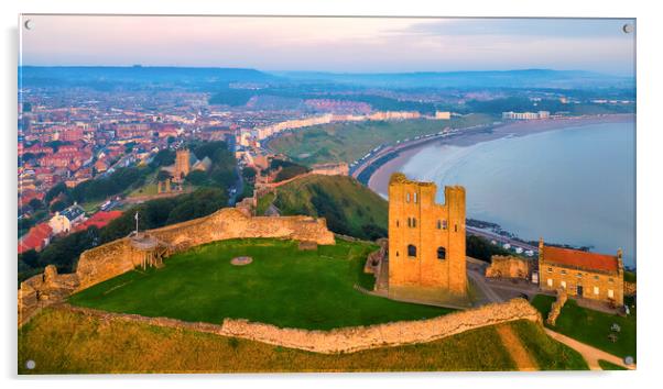Scarborough Castle to North Bay Acrylic by Tim Hill