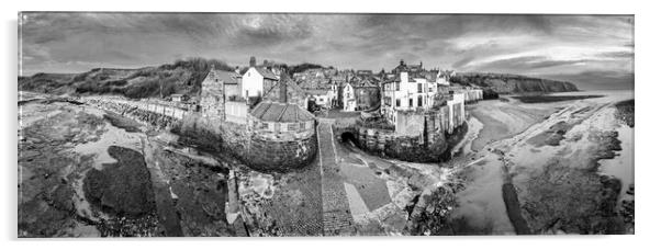 Robin Hood's Bay Black and White Panoramic Acrylic by Tim Hill