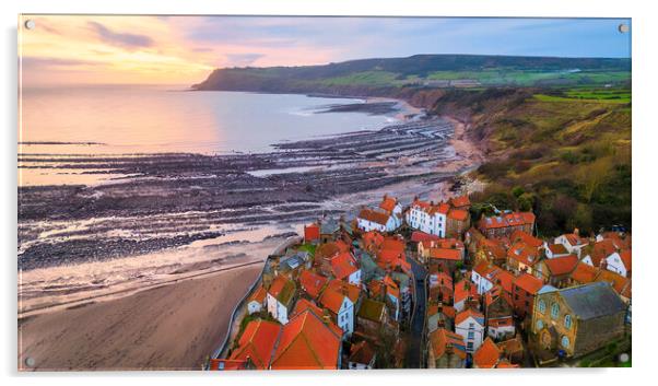 Robin Hood's Bay Sunrise Acrylic by Tim Hill