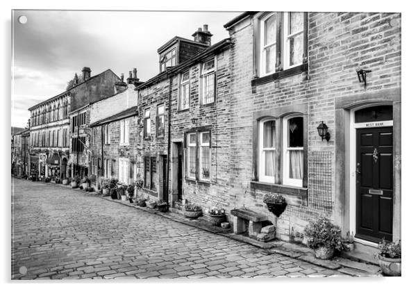 Haworth Main Street Black and White Acrylic by Tim Hill