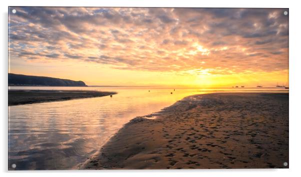 Abersoch Bay Sunrise Acrylic by Tim Hill