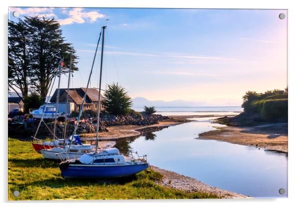 Abersoch Boatyard and Estuary  Acrylic by Tim Hill