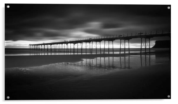 Moody Saltburn Pier ~ North Yorkshire Acrylic by Tim Hill