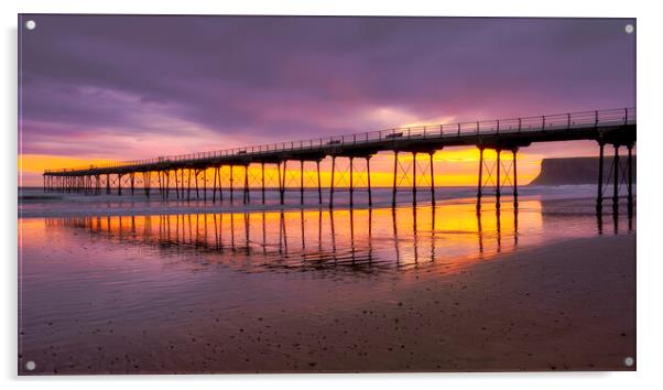 September Sunrise at Saltburn by the sea Acrylic by Tim Hill