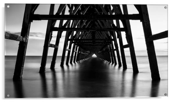 Steetley Pier Black and White Acrylic by Tim Hill