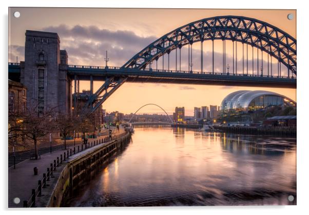Newcastle Quayside at Sunrise Acrylic by Tim Hill