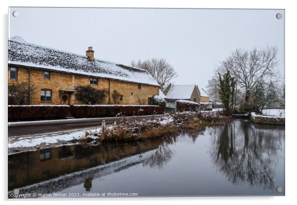 Snowy Lower Slaughter Acrylic by Martin fenton