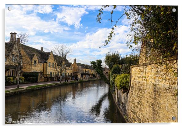 Bourton on the water river reflections Acrylic by Martin fenton