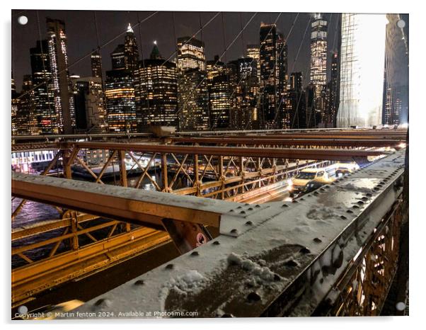 New York Brooklyn Bridge Acrylic by Martin fenton
