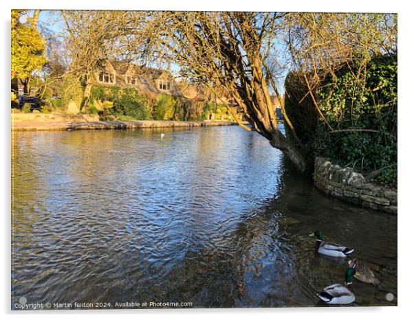 Riversidebourton on the water  Acrylic by Martin fenton