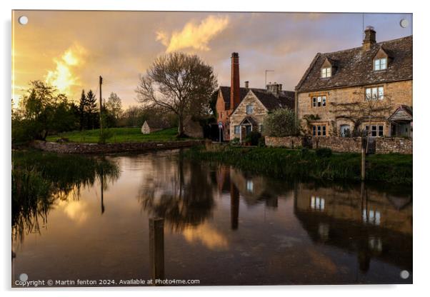 Sunset over Lower Slaughter Cotswolds Acrylic by Martin fenton