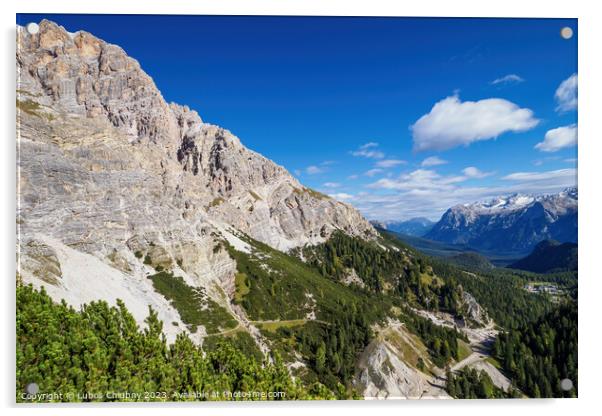 Panoramic view of the famous peaks of the Dolomites, Belluno Province, Dolomiti Alps, Italy Acrylic by Lubos Chlubny