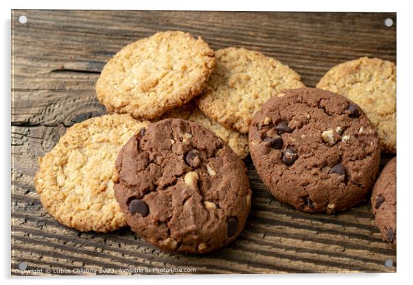 Various tasty cookies biscuits on wooden background Acrylic by Lubos Chlubny