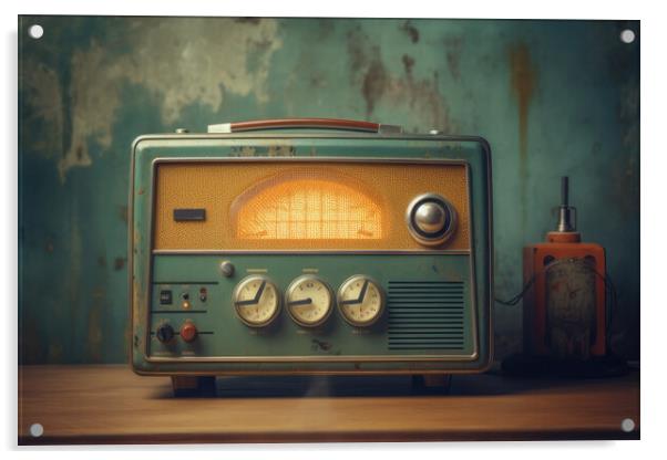 Vintage radio against the wall. Digital art Acrylic by Lubos Chlubny