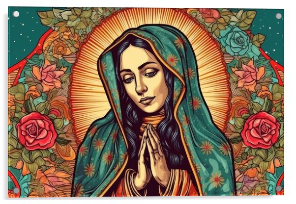 Beautiful lady of guadalupe mexico saint holy faith. Generative AI Acrylic by Lubos Chlubny