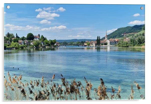 Scenic view of the Rhine River in Stein Am Rhein, Schaffhausen, Switzerland Acrylic by Irena Chlubna