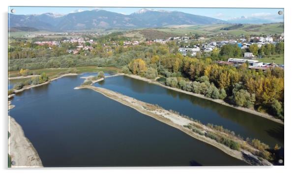 Aerial view of Liptovska Mara reservoir in Slovakia. Water surface Acrylic by Irena Chlubna