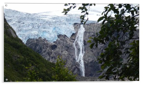 Glacier arm of the large glacier in Norway Acrylic by Irena Chlubna