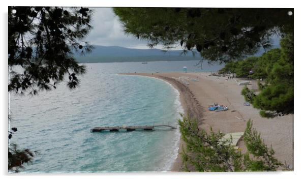 Zlatni Rat famous turquoise beach view, Croatia Acrylic by Irena Chlubna