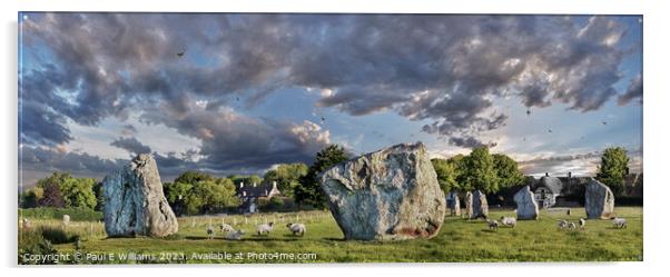 The Incredible Neolithic Standing Stone Circle of Avebury Acrylic by Paul E Williams