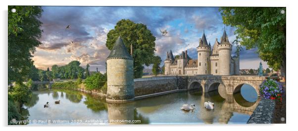 The picturesque Loire Chateau de Sully-sur-Loire France in Sun Acrylic by Paul E Williams