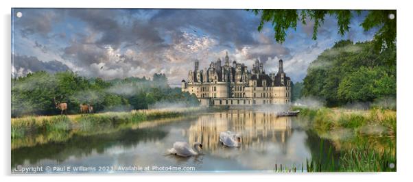 The impressive iconic Chateau de Chambord in early morning mist Acrylic by Paul E Williams