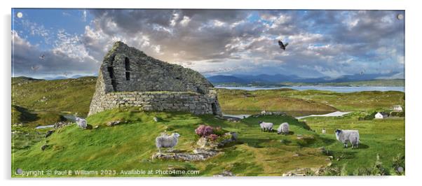 View of the Enigmatic Broch Tower Ruins of Dun Carloway Acrylic by Paul E Williams