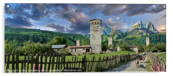 The Enigmatic High Caucasus Svan Tower Houses of Svaneti Acrylic by Paul E Williams