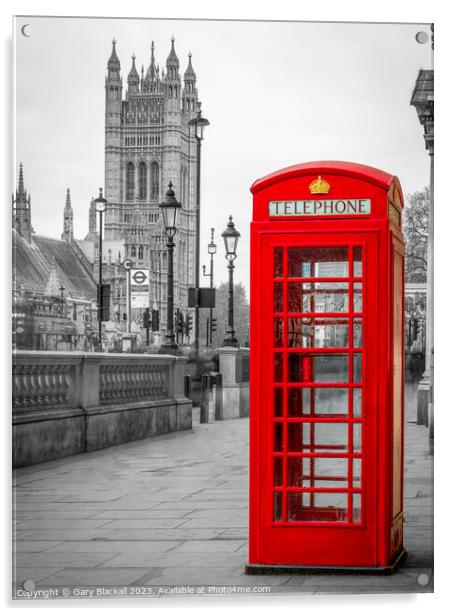 London Red Phonebox Acrylic by Gary Blackall