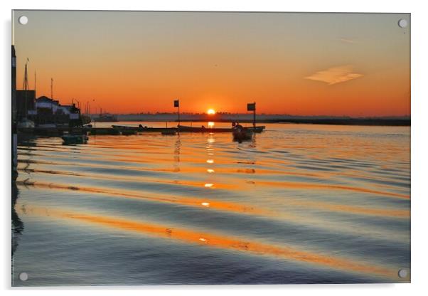 Sunrise over Brightlingsea Harbour in Essex  Acrylic by Tony lopez