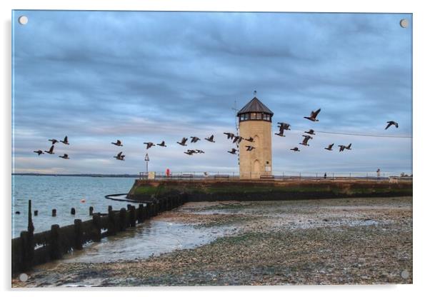 Fly past across Batemans tower Brightlingsea  Acrylic by Tony lopez