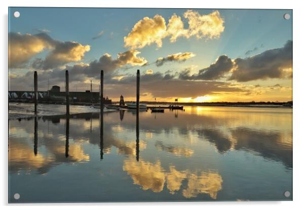 Glorious Sunrise cloudscape reflections over the Brightlingsea Harbour  Acrylic by Tony lopez