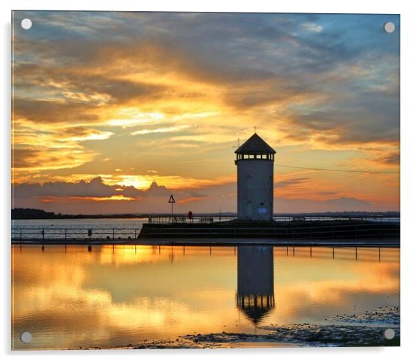 Brightlingsea sunset over batemans tower giving great colours and reflections  Acrylic by Tony lopez