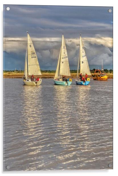 Race reflections over Brightlingsea Harbour  Acrylic by Tony lopez