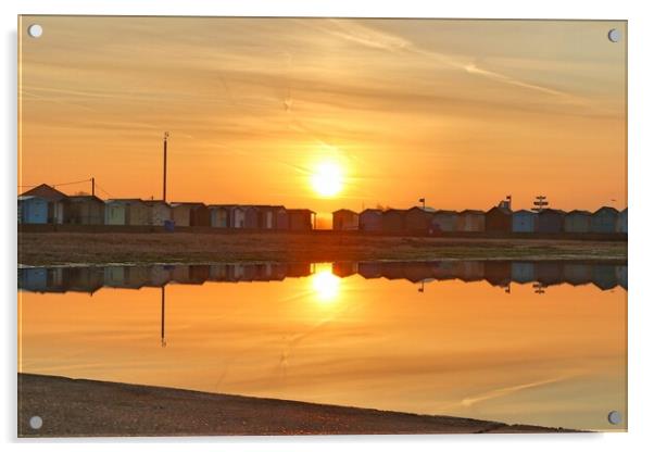 Sunrise over the tidal pool in Brightlingsea  Acrylic by Tony lopez