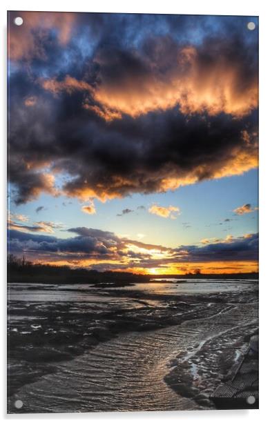 Moody sunset over Saint Osyth Creek  Acrylic by Tony lopez