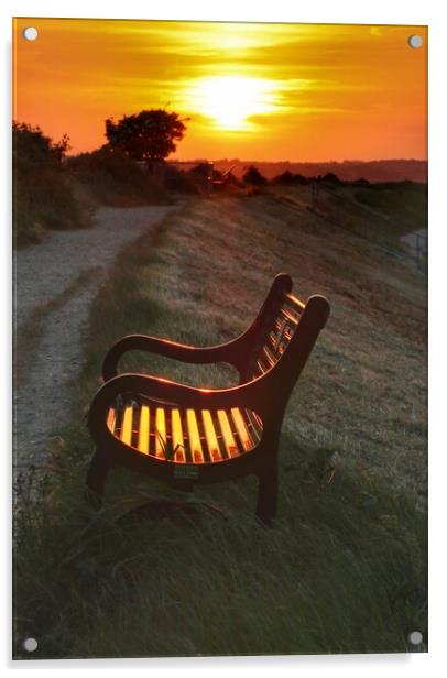 Best seat in the house at sunset in Brightlingsea  Acrylic by Tony lopez