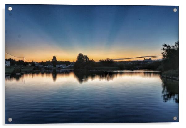 Sun  rising over the Boating lake in Brightlingsea Acrylic by Tony lopez