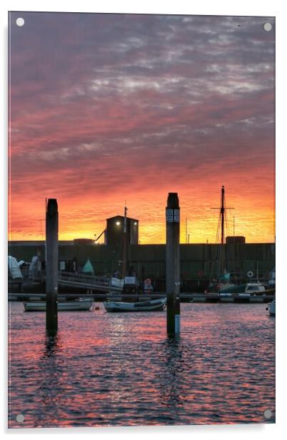 Sunrise colours over the Brightlingsea Harbour  Acrylic by Tony lopez
