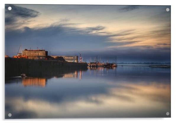 Early morning colours and reflections over the Brightlingsea Creek  Acrylic by Tony lopez