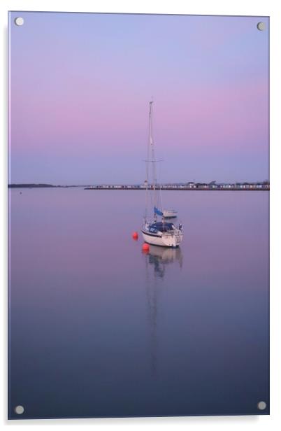Pre sunrise colours and reflections over Brightlingsea Harbour  Acrylic by Tony lopez