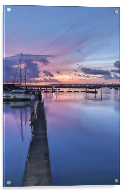 Pre sunrise colours over Brightlingsea Harbour  Acrylic by Tony lopez