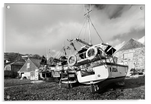 Fishing boats at Cadgwith Cove, Cornwall Acrylic by Kevin Howchin