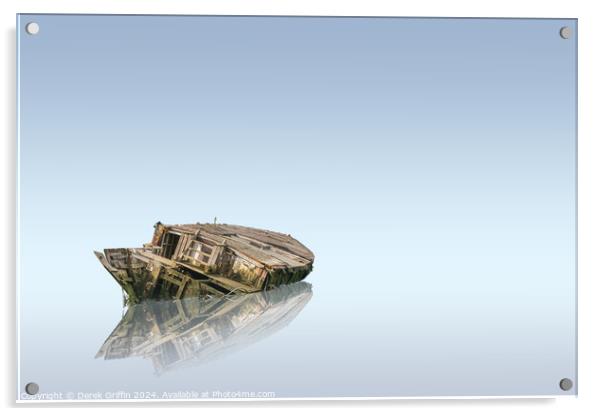 Wrecks – boat wreck at Hoo Marina II Acrylic by Derek Griffin