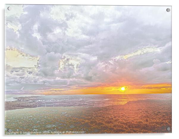 Sunset over Borve. Acrylic by Ian Donaldson
